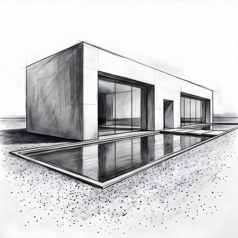 Charcoal drawing: Contemporary Minimalist Monolith